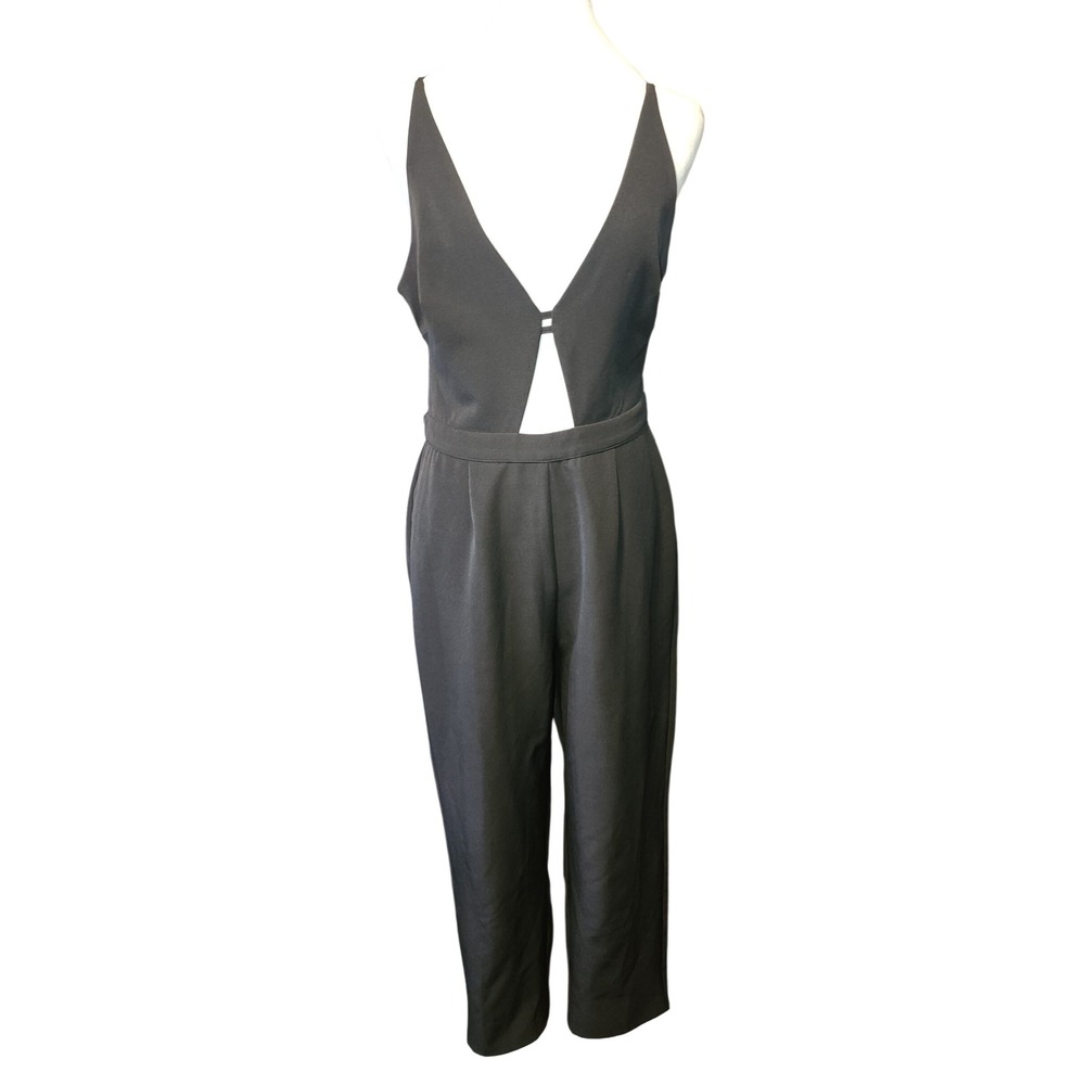 ASOS Black Cutout V-Neck Sleeveless Jumpsuit Size 8 Adjustable Straps